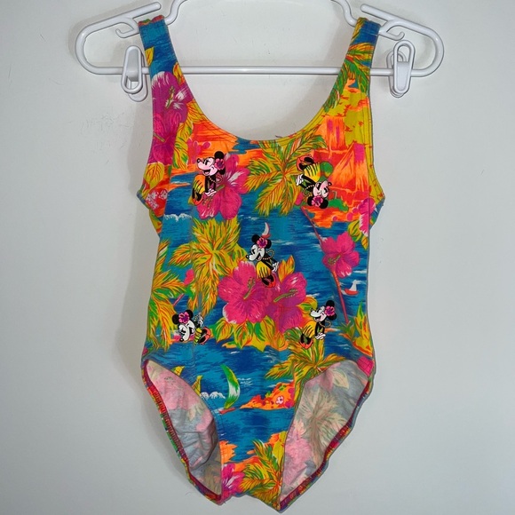 VINTAGE DISNEY COLORFUL ONE PIECE SWIMSUIT - Picture 1 of 13